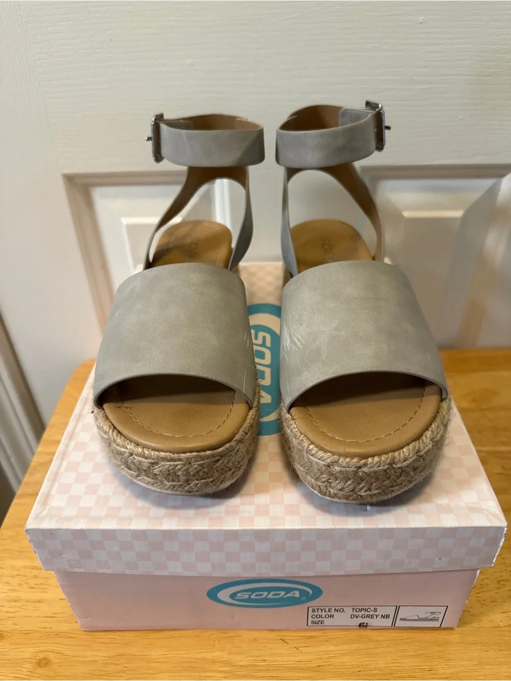 Soda Grey Ankle-Strap Espadrille Platform Sandals